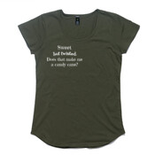 Womens Candy Cane Mali Boutique Capped Sleeve Tee