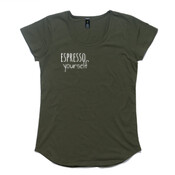 Womens Espresso Yourself Mali Boutique Capped Sleeve Tee
